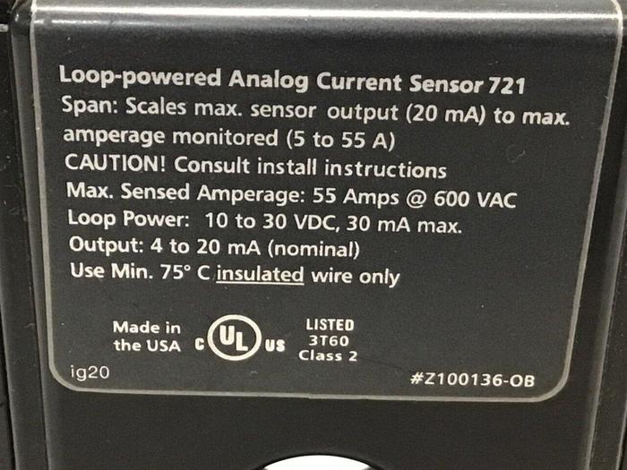 Used HAWKEYE INST INC Analog Current Sensor Z100136-OB #123591