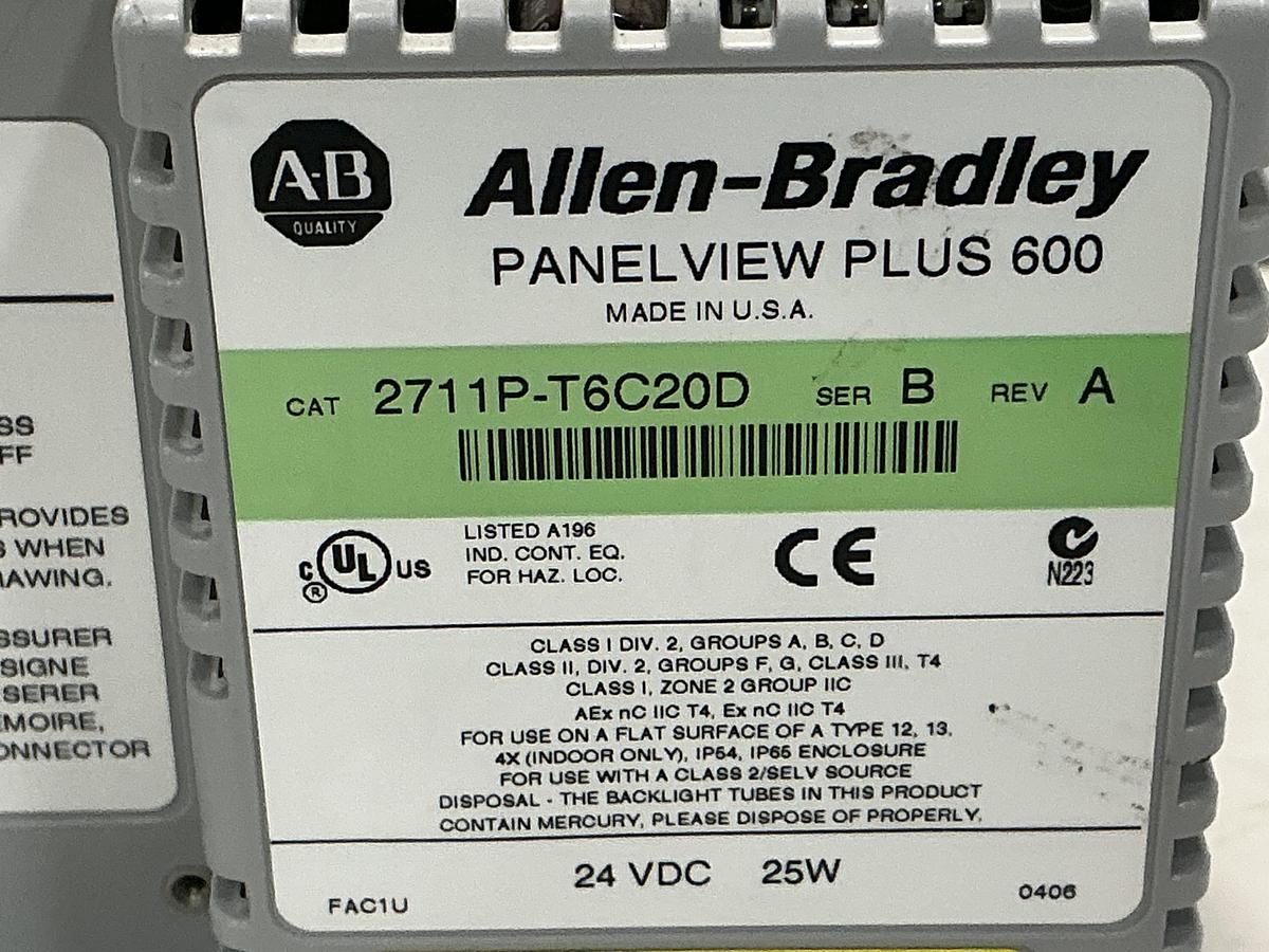Used ALLEN BRADLEY 2711P-T6C20D