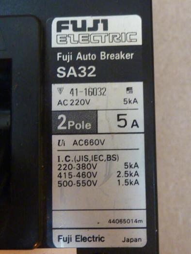 Used FUJI ELECTRIC 5 Amp Circuit Breaker SA32-5 #35364