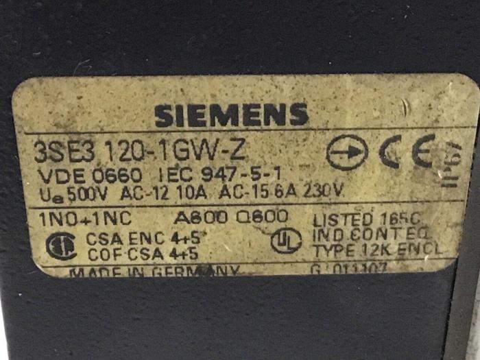 Used SIEMENS Limit Switch3 3SE3 120-1GW-Z #121174