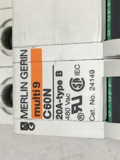 Used MERLIN GERIN 20 Amp Circuit Breaker C60N-20 USED #119709