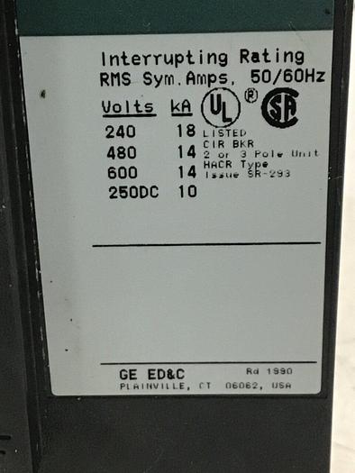 Used GENERAL ELECTRIC / GE 100 Amp Circuit Breaker TED136100 #143730
