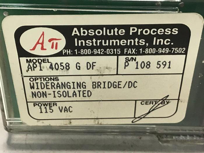 Used ABSOLUTE PROCESS INSTRUMENTS Transmitter API 4058 G DF #140668