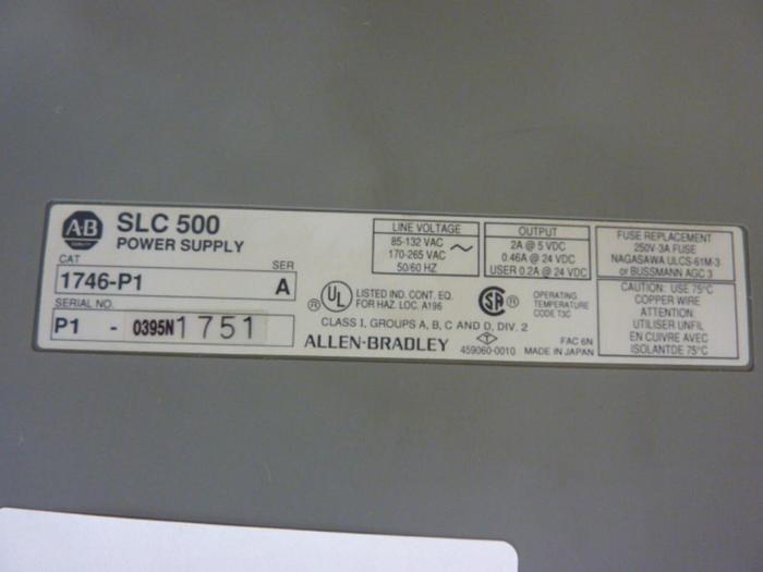 Used ALLEN BRADLEY Power Supply & Slot Rack 1746-P1 SER A / 1746-A13 SER B #66776