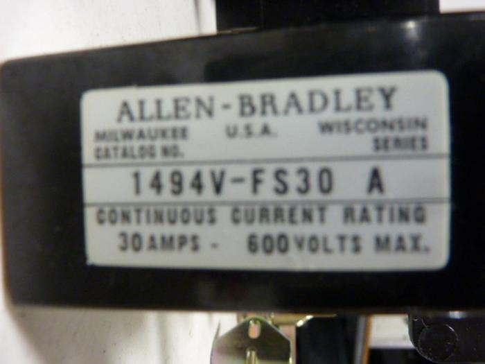 Used ALLEN BRADLEY 30 Amp Disconnect Switch 1494V-DS30 SER A #57407