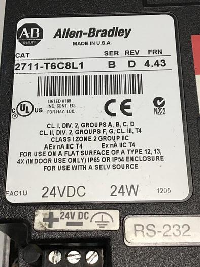 Used ALLEN BRADLEY Panelview 600 Operator Panel 2711-T6C8L1 Used