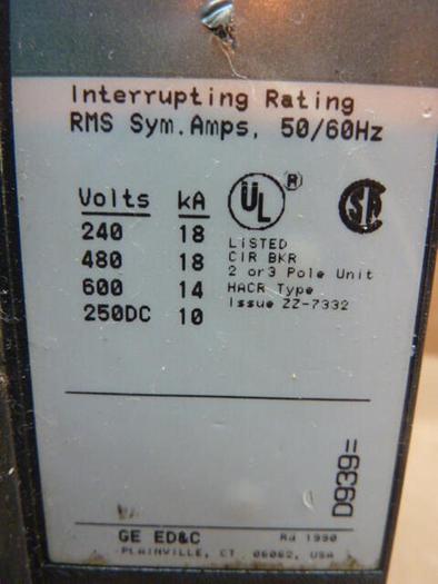 Used GENERAL ELECTRIC / GE 40 Amp Industrial Circuit Breaker TED136040 #33578