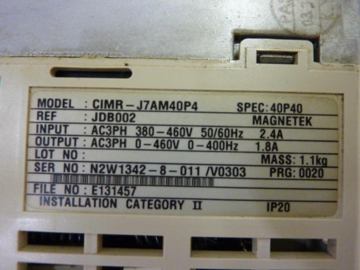 Used YASKAWA Drive CIMR-J7AM40P4 #56527