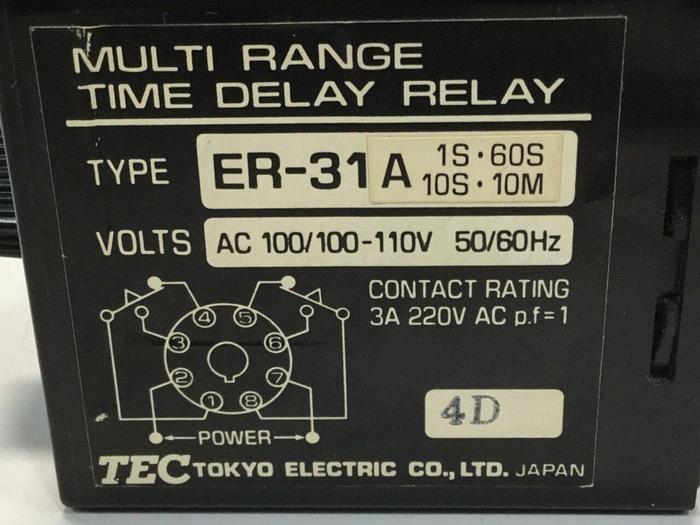 Used TEC Time Delay Relay ER-31A #103581