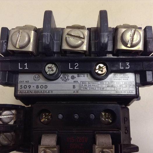 Used ALLEN BRADLEY Starter Size 1 509-BOD SER B W51 #73499