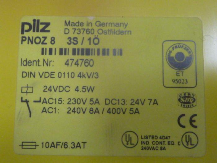 Used PILZ Safety Relay PNOZ83S/1O #49030