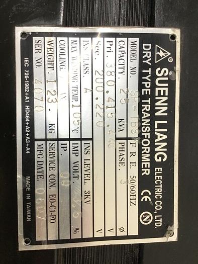 Used SUENN LIANG ELECTRIC 25 kVA Transformer SP-TBSM #135886