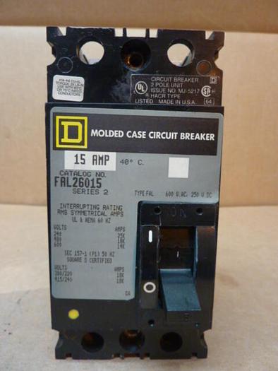 Used SQUARE D 15 Amp Circuit Breaker FAL26015 #32012