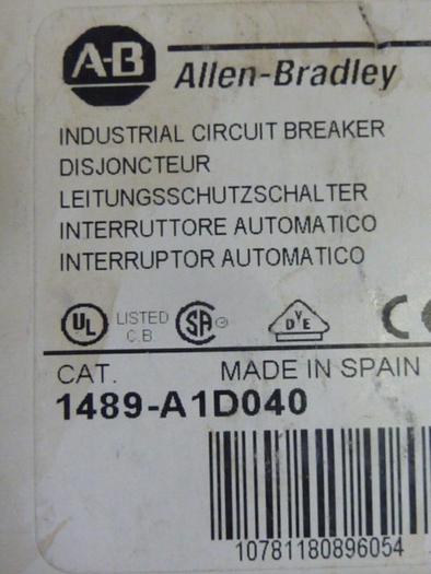 ALLEN BRADLEY 4 Amp Circuit Breaker 1489-A1D040 SER A #64383