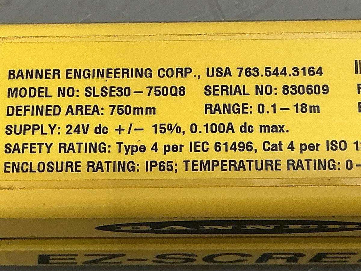 Used BANNER ENGINEERING SLSE30-750Q8