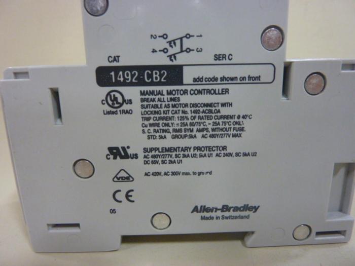 Used ALLEN BRADLEY 10 Amp Circuit Breaker 1492-CB2/G100 SER C #52187