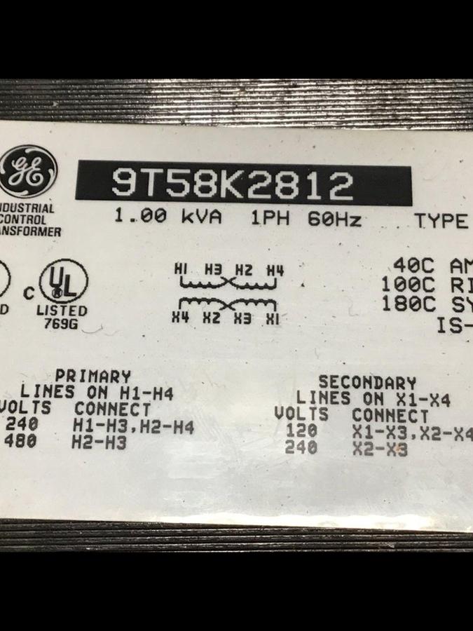 Used GENERAL ELECTRIC 1 kVA Transformer 9T58K2812 USED