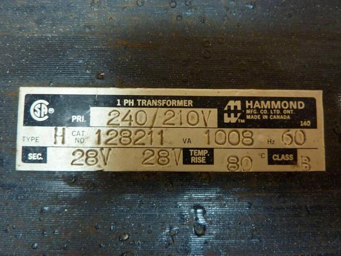 Used HAMMOND 1.008 kVA Transformer 128211 #24266