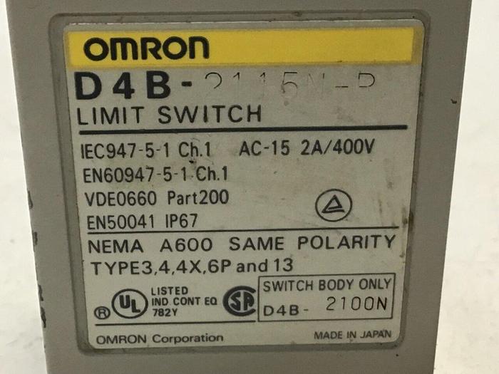 Used OMRON Limit Switch D4B-2115N-R #121513