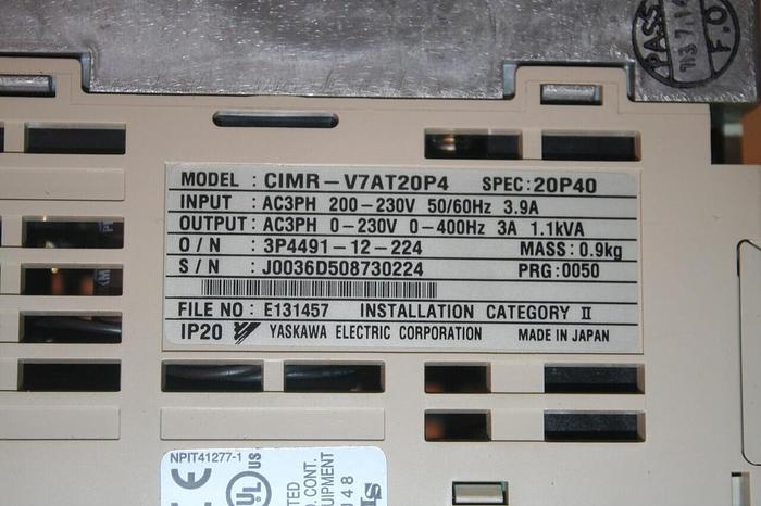 Used YASKAWA Inverter Drive C1MR-V7AT20P4 #21137