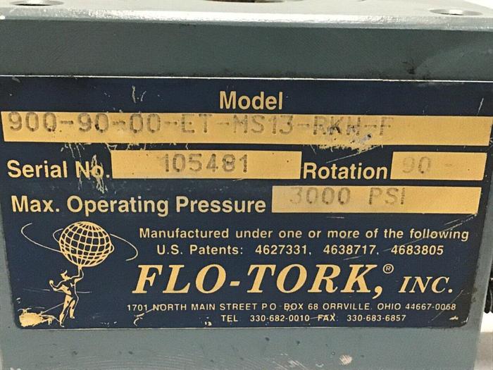 Used FLO TORK Rotary Actuator 900-90-00-ET-MS13-RKH-F #114806