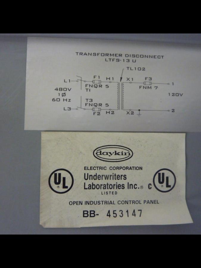 Used DAYKIN 0.75 kVA Transformer Disconnect LTFS-13U USED