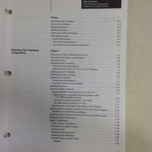 Used ALLEN BRADLEY Installation and Operation Manual 1747-6.2 #77843