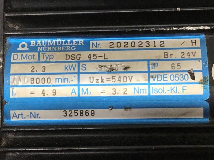 Used BAUMULLER Servo Motor DSG 45-L Used