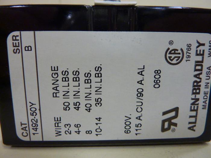 ALLEN BRADLEY Terminal Block 1492-50Y SER B #52457