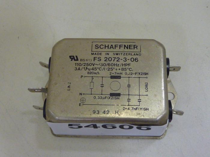 Used SCHAFFNER Line Filter FS 2072-3-06 #54606