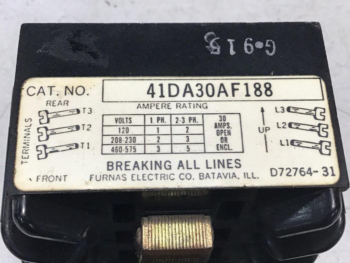 Used FURNAS ELECTRIC CO Magnetic Contactor 41DA30AF188 #117134