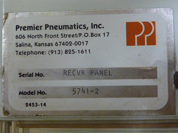 Used PREMIER PNEUMATICS Receiver Panel 5741-2 #65745