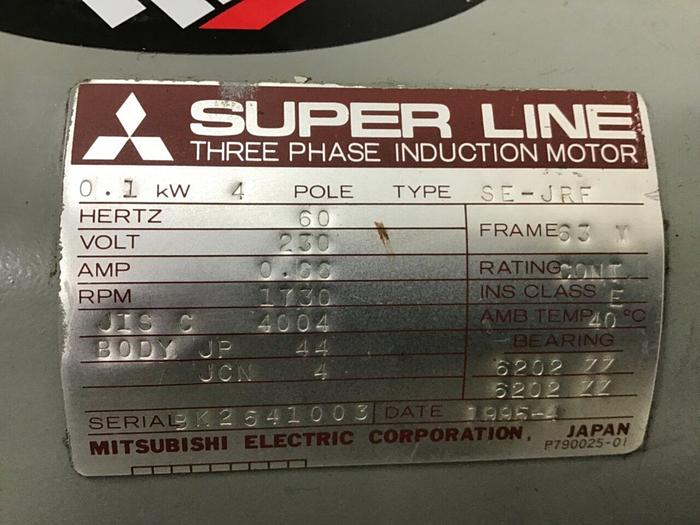 Used MITSUBISHI 0.13 HP Induction Motor SE-JRF 230V Used