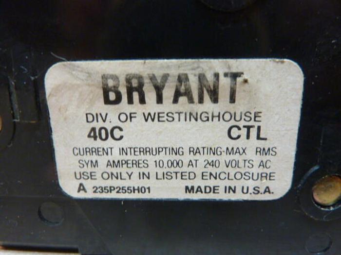 Used BRYANT 15 Amp Circuit Breaker BR315 #38779