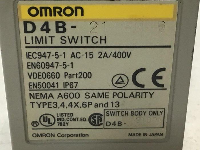 Used OMRON Limit Switch D4B-2115N-R #121507