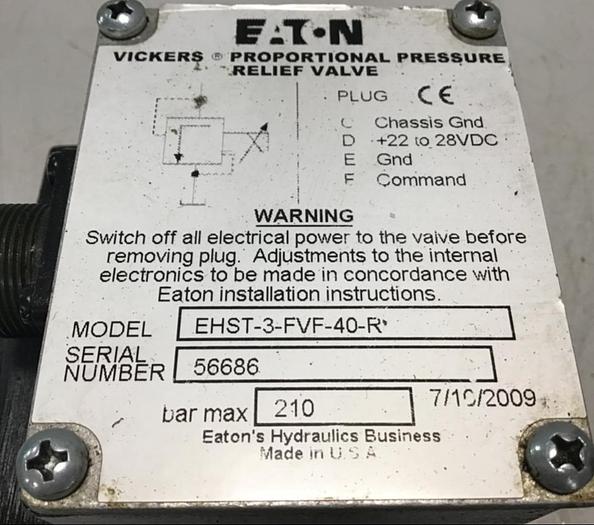 Used VICKERS Hydraulic Pressure Control Valve EHST-3-FVF-40-R USED