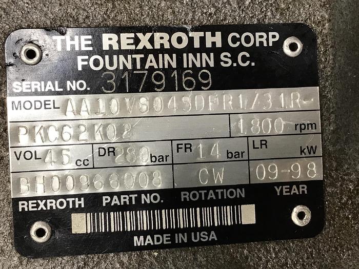 Used Rexroth Pump AA10VS045DFR131R PKC62K02 Used #139189