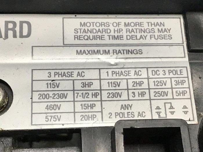 Used ALLEN BRADLEY 30 Amp Disconnect Switch 1494V-DS30 SER A #130810