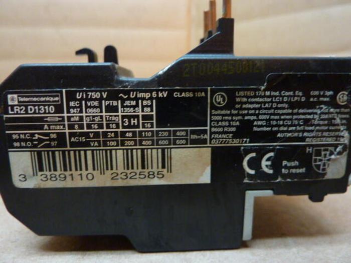 Used TELEMECANIQUE Overload Relay LR2D1310 #27466