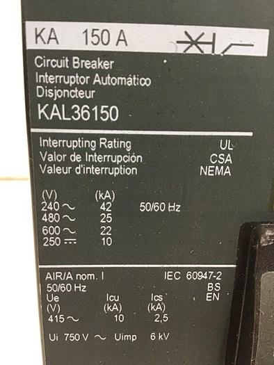 Used SQUARE D 150 Amp Circuit Breaker KAL36150 USED