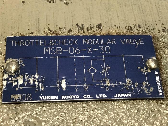 Used YUKEN Throttle and Check Modular Valve MSB-06-X-30 #114807