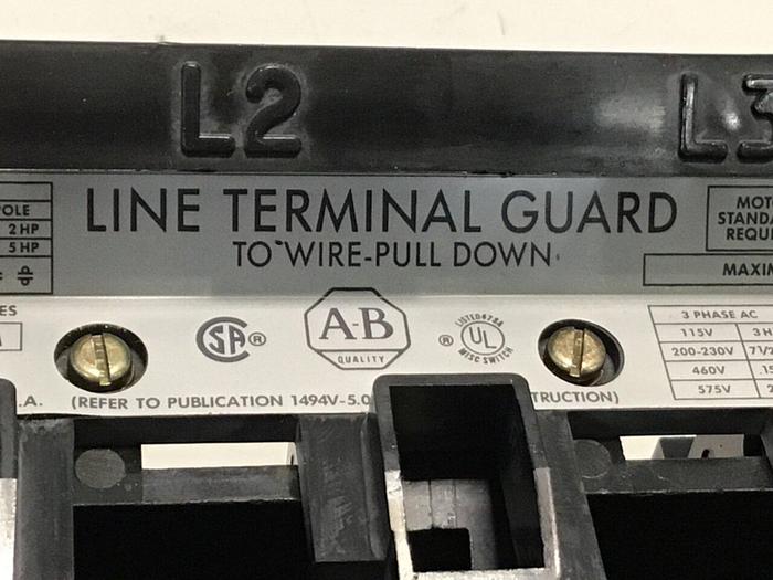 Used ALLEN BRADLEY 30 Amp Disconnect Switch 1494V-DS30 SER A #126257