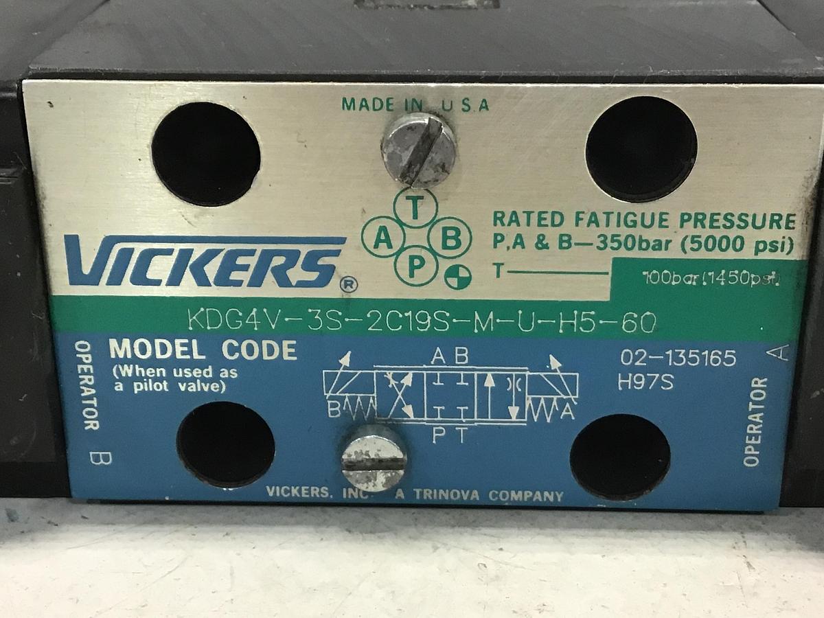Used VICKERS KDG4V-3S-2C19S-M-U-H5-60 Valve Used 