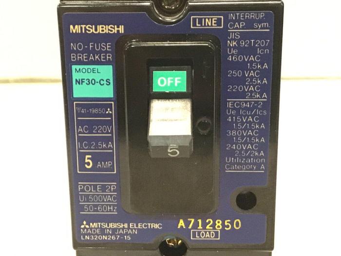 Used MITSUBISHI 5 Amp Circuit Breaker NF30-CS-5 #125080