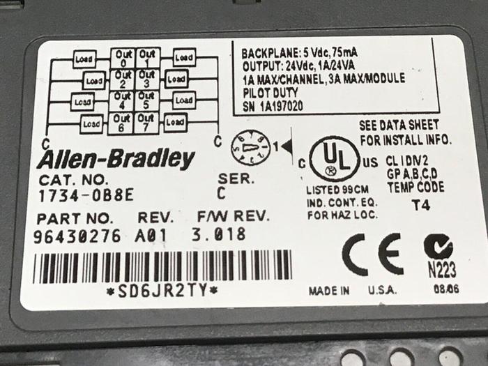 Used ALLEN BRADLEY Output Module 1734-0B8E SER C #134193