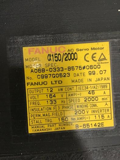 Used FANUC AC Servo Motor A150/2000 Used