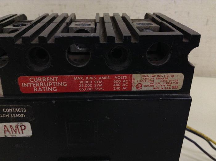 Used SQUARE D 100 Amp Circuit Breaker FHL 36100 1212 #70452