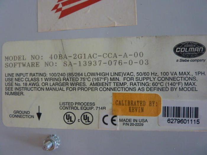 Used BARBER COLMAN Control Card Rack 40BA-2G1AC-CCA-A-00 #36005