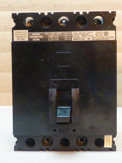 Used SQUARE D 100 Amp Circuit Breaker FAL63100 #35228