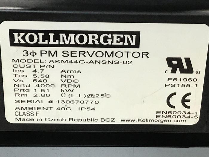 Used KOLLMORGEN Servo Motor AKM44G-ANSNS-02 Used
